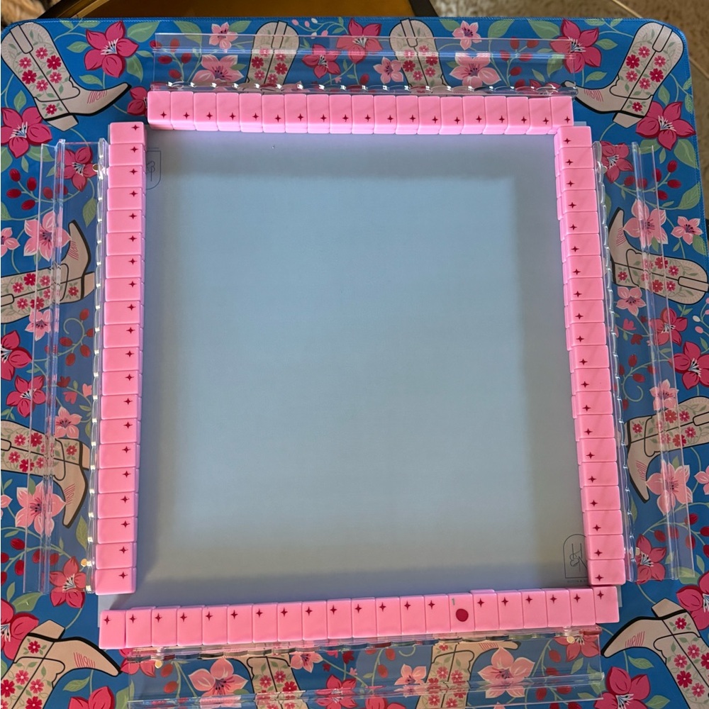 Blue and Pink Cowboy Boot Mahjong Mat - Picture 4 of 5